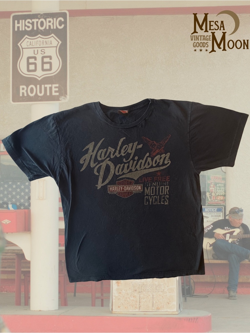 Vintage Harley-Davidson Red Deer Black Graphic Script Logo Tee